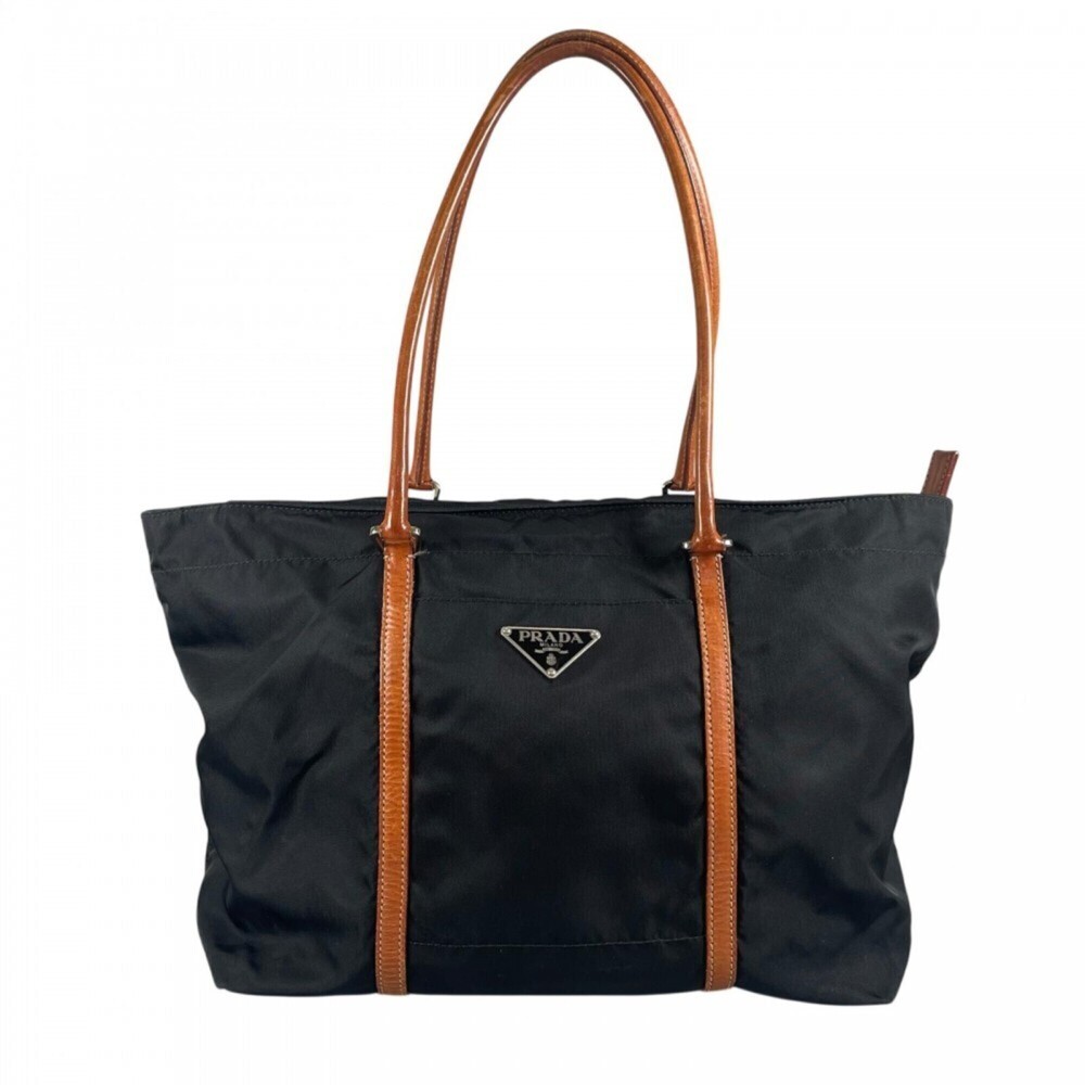 Prada handbag for women, PRADA BR2311, nylon, black, silver hardware.